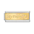 Detail of Italian charm link in stainless steel with gold 'My Forever' heart engraving. - My Forever (ICJ055)