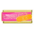 Gold-plated titanium steel bracelet link with 'RECOVERED from my EX' pink enamel design. - RECOVERED from my EX (ICJ601-1)