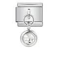 Dettaglio di un charm per bracciale modulare italiano con ciondolo in cristallo trasparente - Pietra Bianca Trasparente (ICG128)