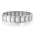 Bracelet à breloques modulaire en acier inoxydable argenté avec maillons rectangulaires élastiques - 13mm Bracelet Complet / Acier