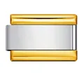 Close-up of a two-tone gold and silver stainless steel Italian modular bracelet link. - 7mm Thin (Single Link) / Two-tone (Gold & Silver)