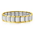 Détail de macro du bracelet modulaire italien en acier inoxydable argenté et doré - 13mm Bracelet Complet / Bicolore (Or & Argent)