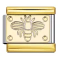 Charm italiano con diseño de abeja en acero de titanio para pulseras modulares DIY - Patrón de Abeja (ICJ1448) / 3 Piezas/Paquete