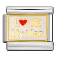 Charm italiano per bracciale modulare con LOVE My Man e cuore rosso in acciaio - Love My Man (ICJ131)