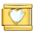Gouden Italiaanse modulaire bedel met hartvormig kristal voor DIY roestvrijstalen armband - Goud (blauw hart)