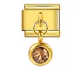 Elegante charm modulare dorato per bracciale con pendente in cristallo champagne - Pietra Natales Champagne (ICG119-3) / Oro