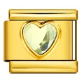 Maglia per bracciale italiano in oro con cristallo a cuore per gioielli fai-da-te chic - Stile Gemma Trasparente a Cuore (ICY727-2)