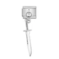 Détail macro d'un charm italien en acier inoxydable avec un pendentif couteau tactique. - Style Couteau Tactique (ICG884) / 5 Pièces/Paquet