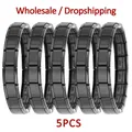 Set di 5 braccialetti modulari italiani in acciaio inossidabile nero per gioielli DIY - Stile Modulare (S5-ICH002-4) / Set di 5 / Nero