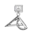 Détail de charm italien en acier inoxydable avec pendentif règle et rapporteur - Style Règle et Rapporteur (ICG885) / 5 Pièces/Paquet