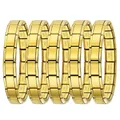 Dettaglio di cinque braccialetti modulari italiani in acciaio inossidabile dorato set - Stile Modulare (S5-ICH002-2) / Set di 5 / Oro