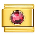 Eslabón de amuleto modular italiano de acero inoxidable dorado con cristal rojo para DIY - Base Dorada Strass Rojo (ICY329-2)