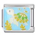 Ocean series titanium steel Italian modular charm with sea turtle enamel design - Cartoon Turtle Pattern (ICJ1593)