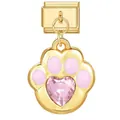 Italiaanse roze hartpoot modulaire bedel in goud titanium staal voor DIY stretch armbanden - Roze Hart Poot Gouden Basis Hanger (ICG535-2)