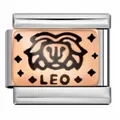 Leo Sternzeichen Italienischer Modul-Charm-Anhänger aus roségoldfarbenem Edelstahl - Löwe Stil (ICJ179) / 5 Stück / Roségold