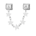 Détail du pendentif chaîne étoilée en acier pour bracelet à breloques italiennes - 6cm de Longueur / Argent (ICG511-2)
