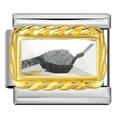 Elegante charm modulare italiano argento e oro con pietra di zircone rettangolare chiara - Strass Rettangolare Trasparente (ICJ1499-1)
