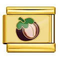 Charm modular italiano dorado para pulsera con diseño de fruta de mangostán - Patrón de Sección de Mangostán / Dorado