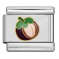 Eslabón de charm italiano de acero inoxidable con diseño de mangostán para pulsera DIY - Patrón de Sección de Mangostán / Plateado