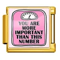 Square gold stainless steel Italian charm link with pink scale and inspirational quote - Gold Weight Scale Pattern (ICP-JFAA0033-2) / Pack of 5