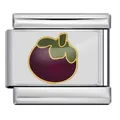 Eslabón italiano de acero inoxidable con diseño de mangostán para pulsera DIY - Patrón de Mangostán Entero / Plateado