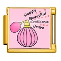 Maillon de charme italien en inox avec flacon de parfum rose pour bracelets DIY - Motif de Mots de Motivation Or (ICP-JFAA0036-2) / 5 Pièces/Paquet