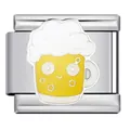 Cute cartoon beer mug design stainless steel Italian charm link for modular DIY bracelets - Cute Beer Mug (1095)