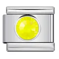 Primo piano di maglia charm in acciaio argento con cristallo giallo sfaccettato - Stile Giallo Fluorescente AB (Y1470)