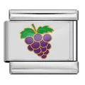 Eslabón de pulsera modular italiana con diseño de uvas moradas en acero inoxidable - Patrón de Uva (ICP-JC106-7S) / Plateado