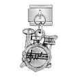 Detalle de amuleto de batería plateado con notas musicales para pulseras italianas - Estilo de Batería (ICG860) / Plateado