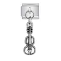 Vista detallada del colgante de violín plateado para eslabón de pulsera italiana - Estilo de Violín (ICG858) / Plateado