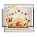 Primer plano de charm esmaltado de casita de jengibre de Navidad para pulsera italiana - Casa de Jengibre (ICJ741-1)