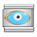 Vista dettagliata del charm Evil Eye per bracciale modulare italiano in acciaio inox - Stile Malocchio (ICJ078-1)