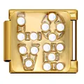 Gold stainless steel modular charm link with LOVE design for DIY Italian style bracelets - Gold LOVE Enamel (ICJ482-1)