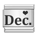 Abalorio italiano de acero inoxidable de alta calidad con grabado Dec. y corazón - Paquete de 5 / Diciembre (ICK012)