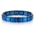 Blue stainless steel Italian modular charm bracelet for DIY jewelry customization. - Bright Blue Electroplated Style (ICH002-5)