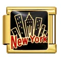 Gold New York skyline Italian modular charm link in stainless steel for DIY bracelets - New York Skyline (ICJ596-1)