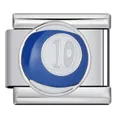 Charm per bracciale modulare italiano in acciaio con pallina da biliardo blu numero 10. - Stile Palla da Biliardo Blu N.10 (ICJ1623)