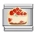 Charm modulare italiano per bracciale fai-da-te con design a torta di fragole smaltata - Stile Torta alla Crema di Fragole (ICJ148-1)