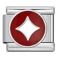 Red enamel modular charm with white star pattern for DIY Italian style bracelets - Red Background Four-Pointed Star (CIJ2882)
