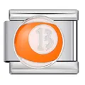 Maglia per bracciale italiano in acciaio con design a palla da biliardo arancione n. 13 - Stile Palla da Biliardo Arancione N.13 (ICJ1626)