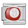 Maglia per bracciale componibile italiana con design palla da biliardo rossa 15 - Stile Palla da Biliardo Rossa e Bianca N.15 (ICJ1628)