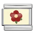 Red floral pattern stainless steel Italian charm link for customizable modular bracelet. - White Red Floral Pattern (ICP-YCAA0064-1)