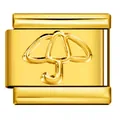 Gold stainless steel Italian charm link with embossed umbrella design for DIY bracelets - Gold Umbrella