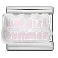 Charm italiano smaltato con scritta rosa Hot Girl Summer per bracciale - Stile hot girl (ICJ1545) / 5 Pezzi/Confezione