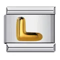 Stainless steel Italian charm link with 3D gold letter L for DIY jewelry - English Letter-L / 5 Pieces/Pack
