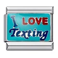 Charm modulare italiano in acciaio inox con design smaltato I LOVE Texting - Motivo I Love Texting (ICJ309)