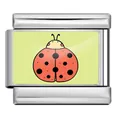 Eslabón personalizable para pulsera italiana de acero con un dibujo de mariquita - Mariquita Plata (ICP-YCAA0076-1)