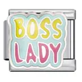 Charm per bracciale modulare italiano personalizzato con design colorato 'Boss Lady' - Stile Boss Lady (ICJ1419) / 5 Pezzi/Confezione
