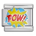 Charm link italiano in acciaio inossidabile con design colorato POW! stile fumetto - Stile POW! (ICJ1420) / 5 Pezzi/Confezione